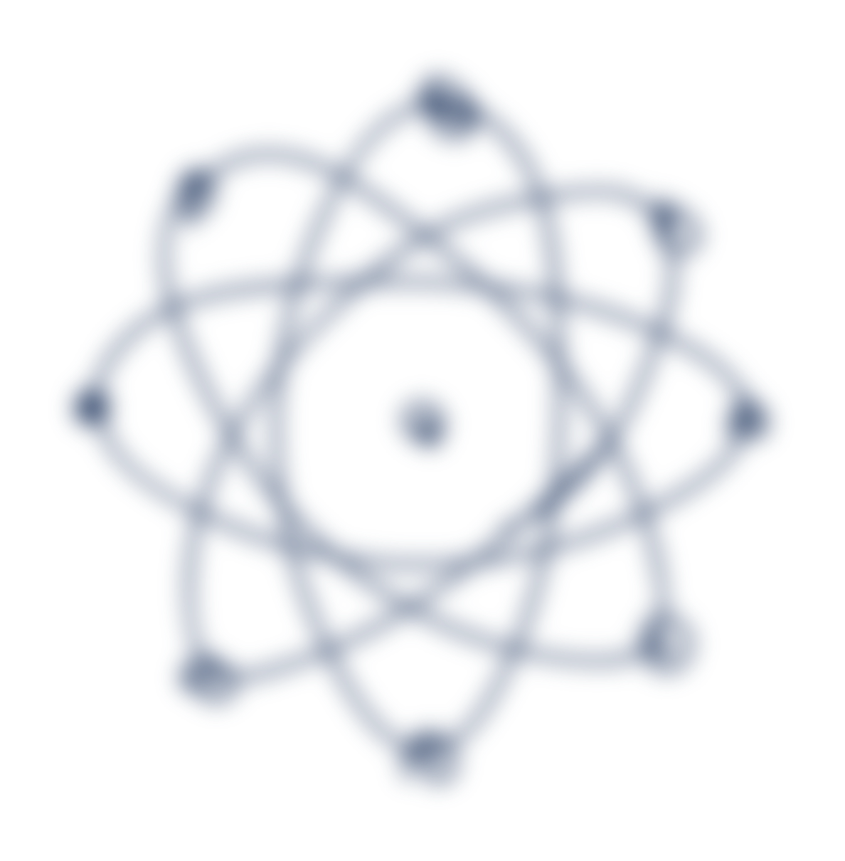 Hand-drawn atom model used as a background element.