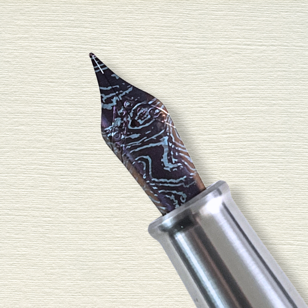 Damascus Anodized Titanium Fountain Pen Nib From Hex Pens