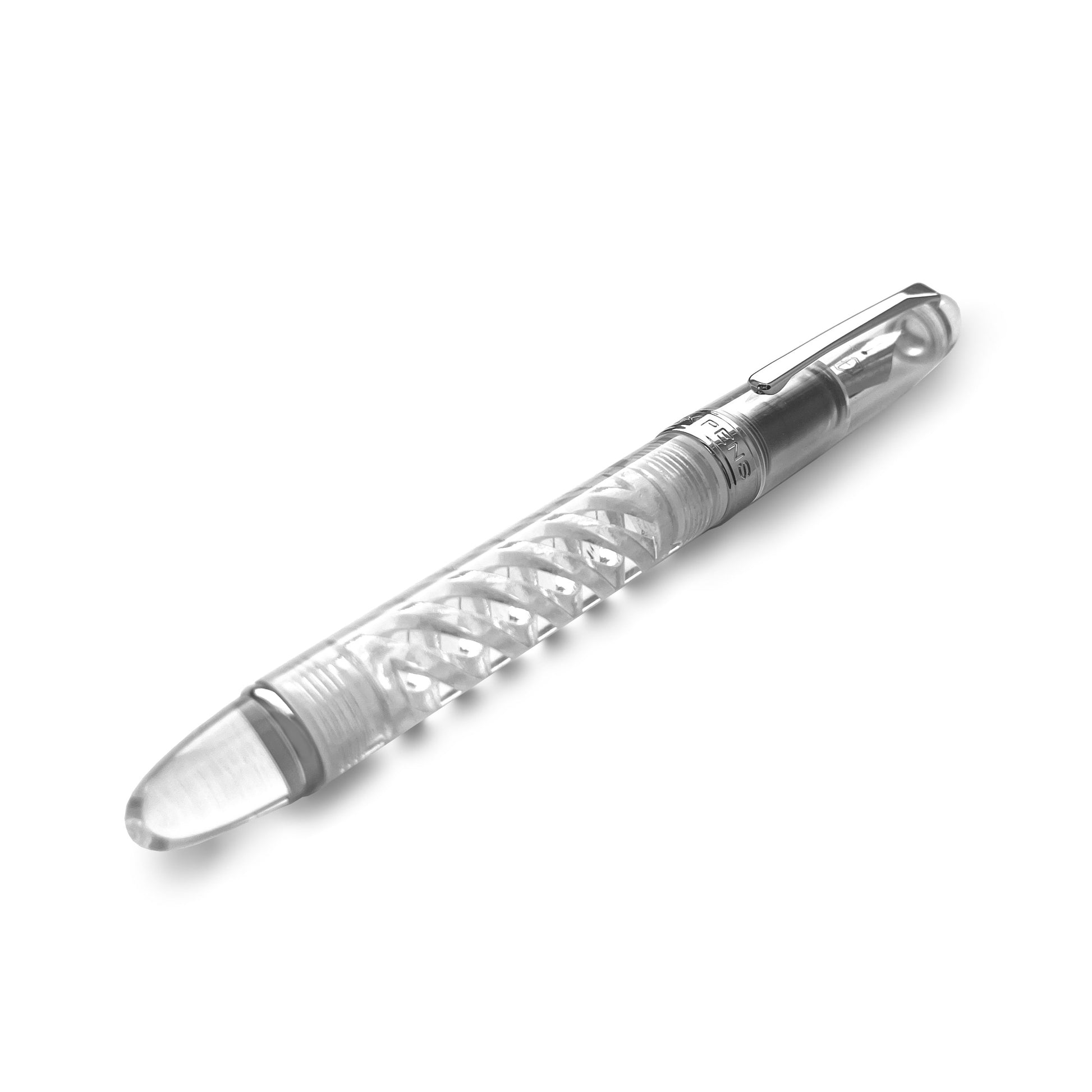 Hex Pens Triple Twist Lucent Fountain Pen Capped Close Up Diagonal View