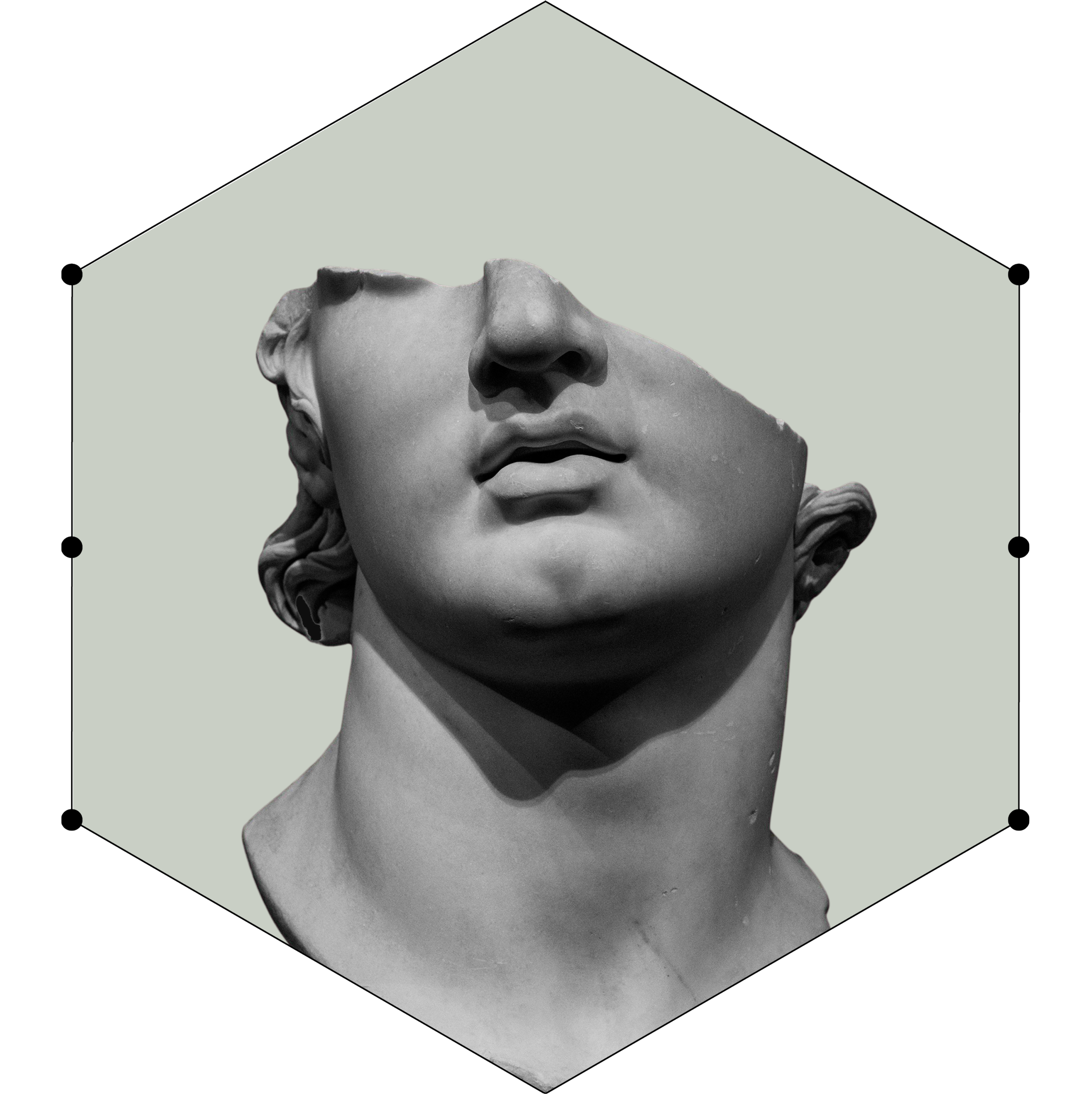 Lower half of a statue’s head.