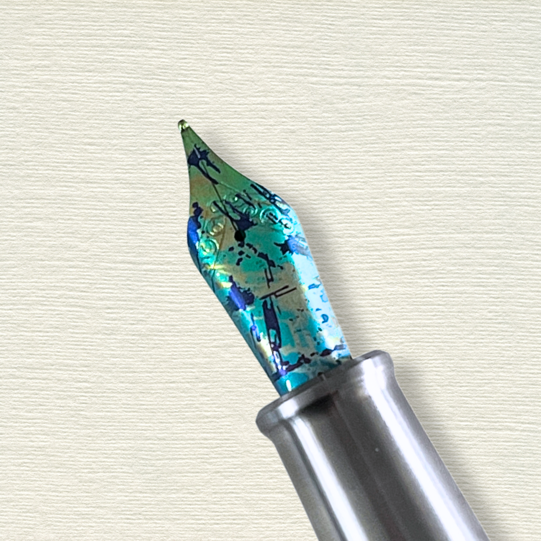 Green Splash Anodized Titanium Fountain Pen Nib From Hex Pens