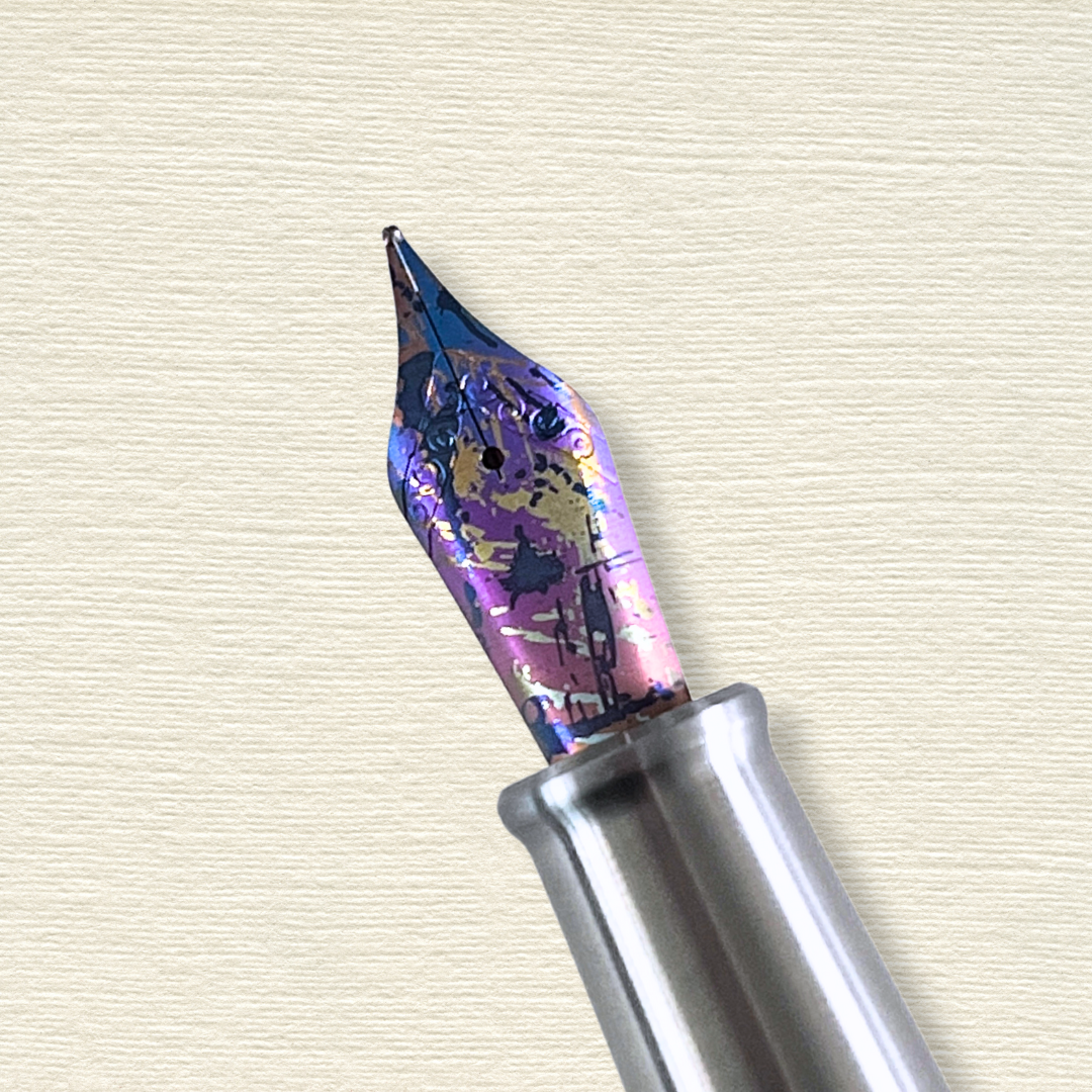 Purple Splash Anodized Titanium Fountain Pen Nib From Hex Pens